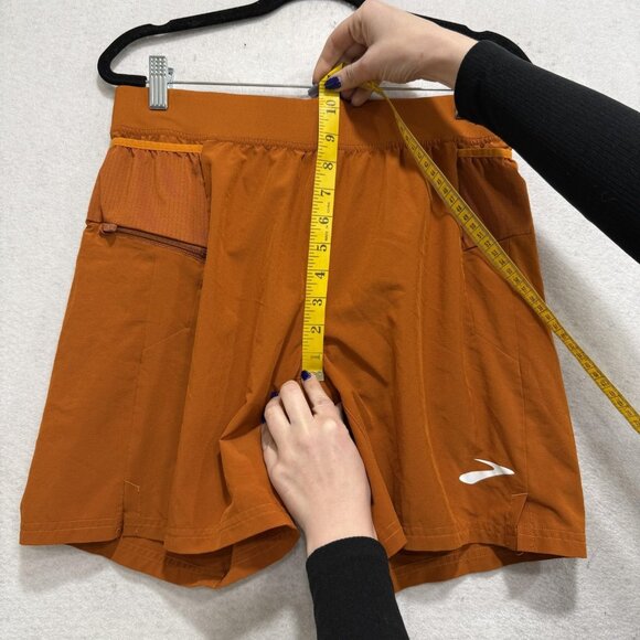 Brooks Shorts Mens Small Orange Sherpa 7" 2 In 1 Running Pocket Athletic Liner - Picture 4 of 13